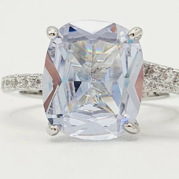 🔥Engagement Radiant Cut CZ Thin Romantic Wedding Ring Set for Women, K969